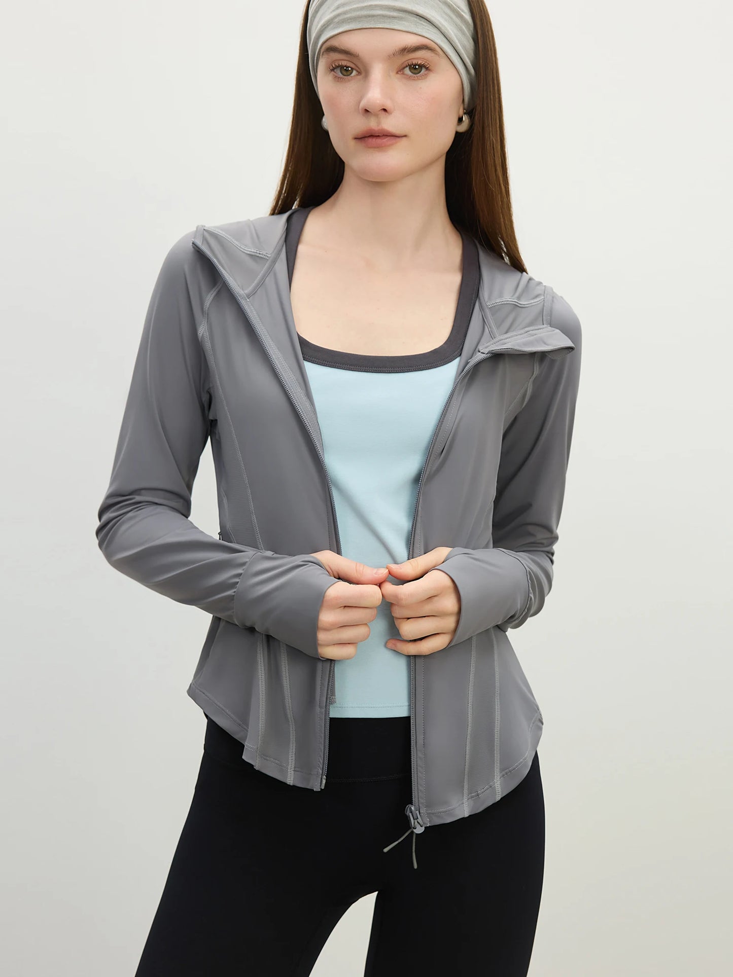 Pale Blue Hooded Sun Protection Jacket