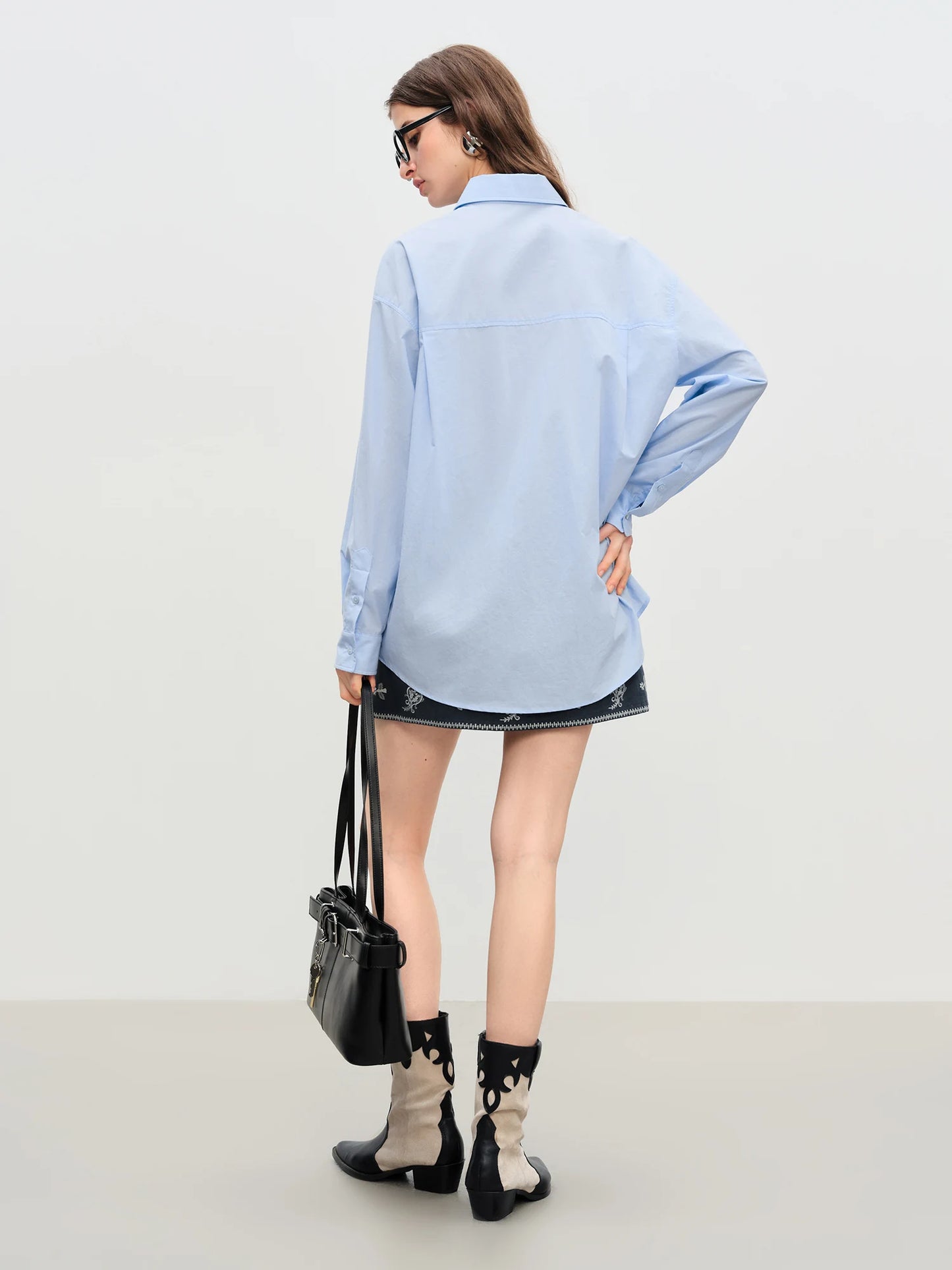 Pale Blue Relaxed Cotton Button Shirt