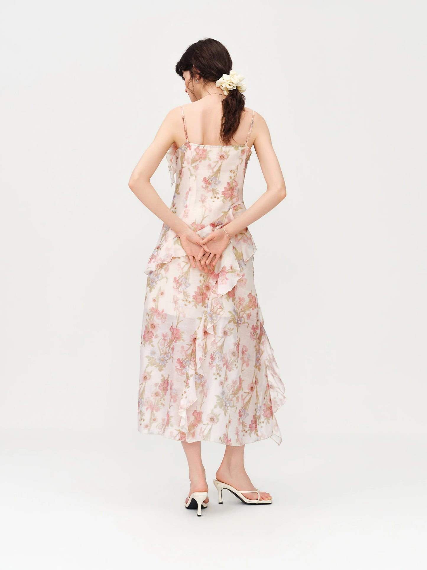 Blush Floral Spaghetti Strap Maxi Dress