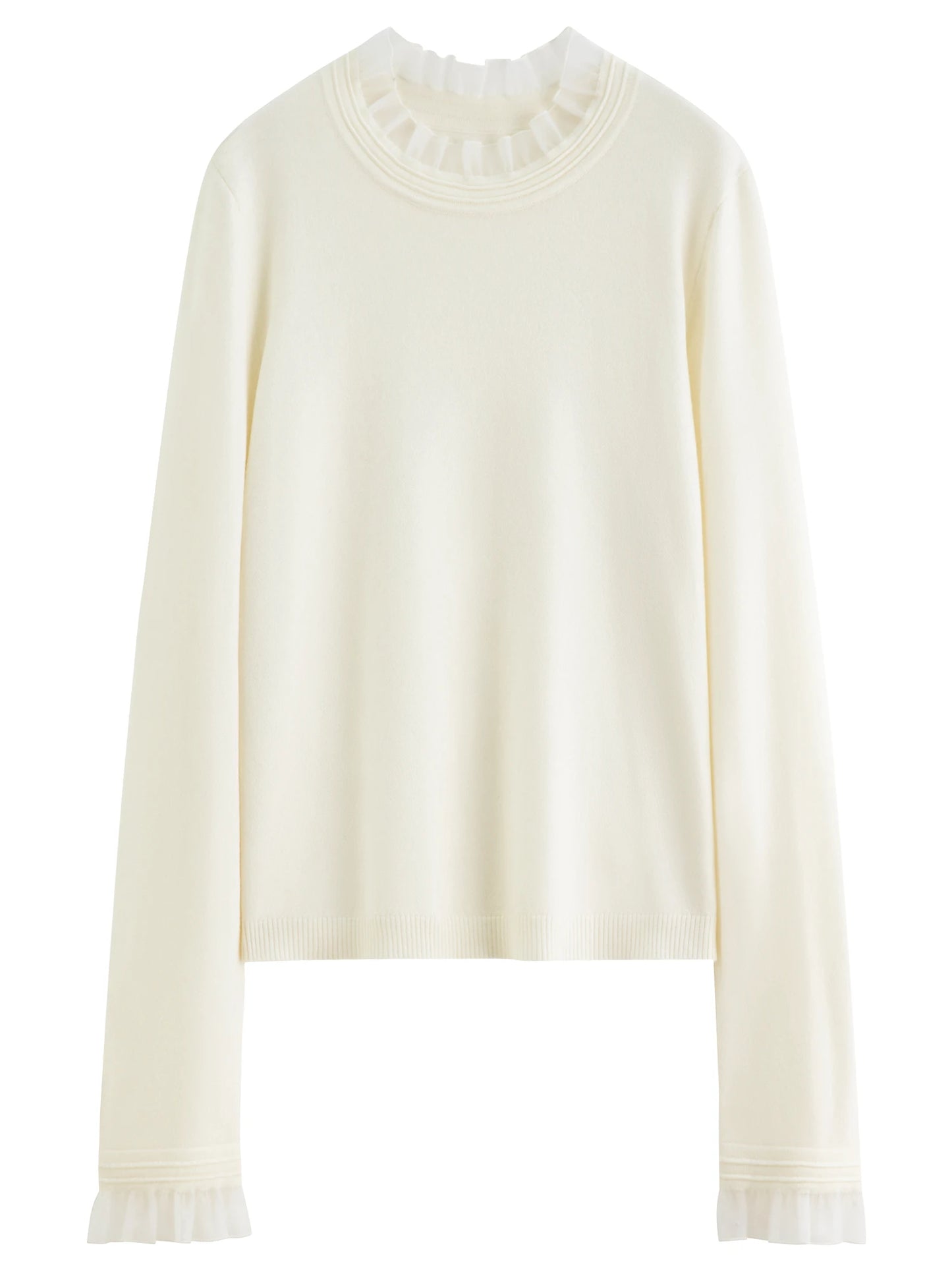 Ivory Ruffle Neck Knit Top
