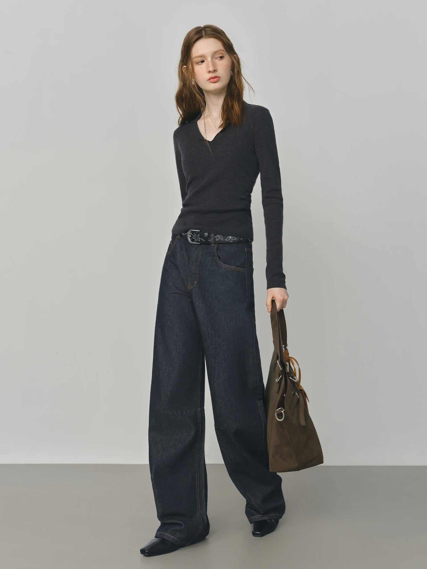 Charcoal Relaxed Wide Leg Jeans
