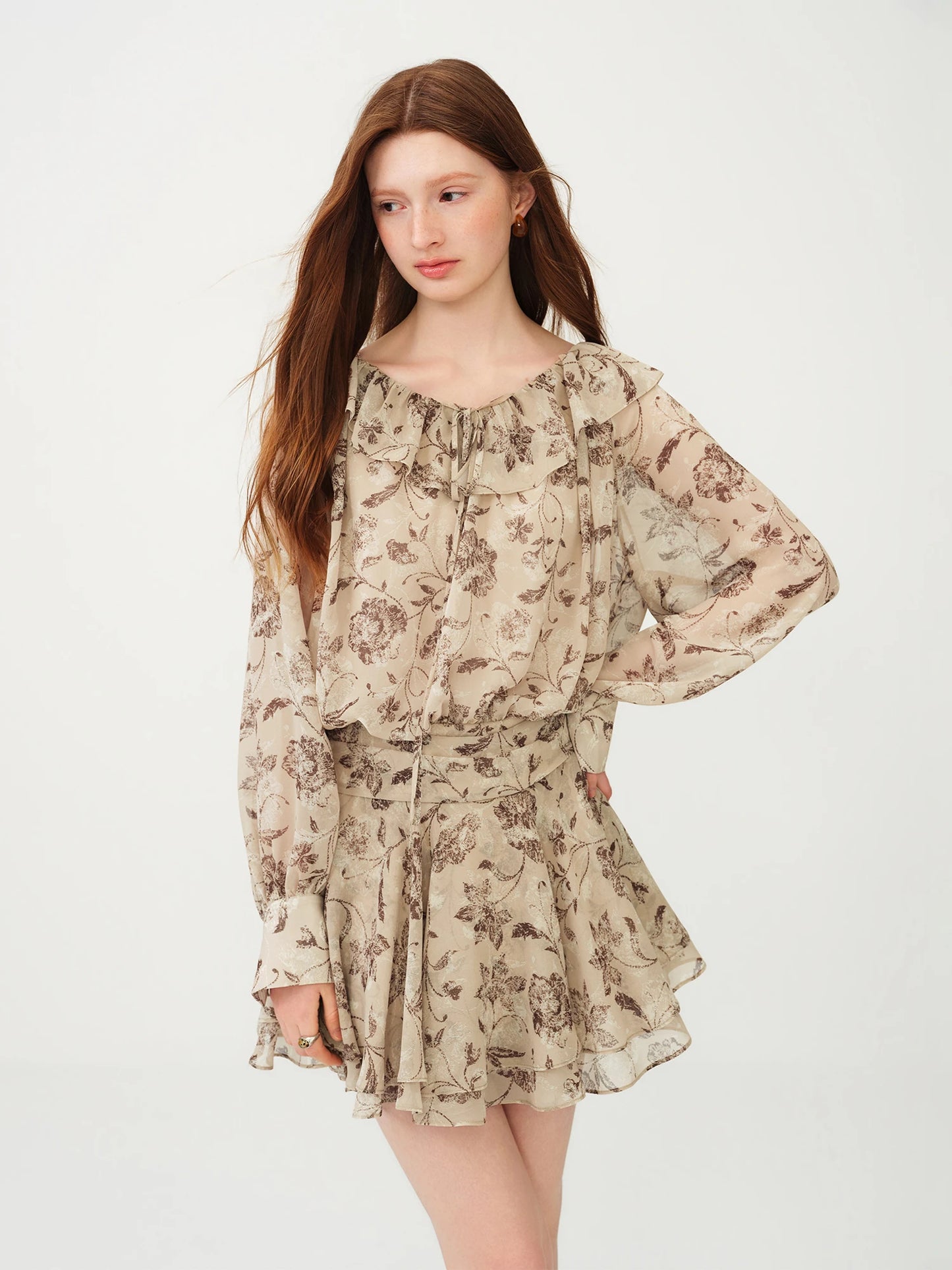 Blush Floral Ruffle Mini Dress