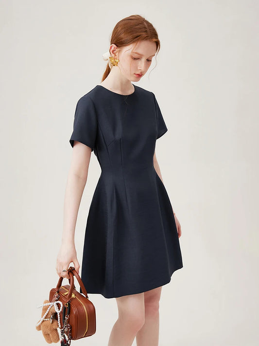 Navy Structured A-Line Mini Dress