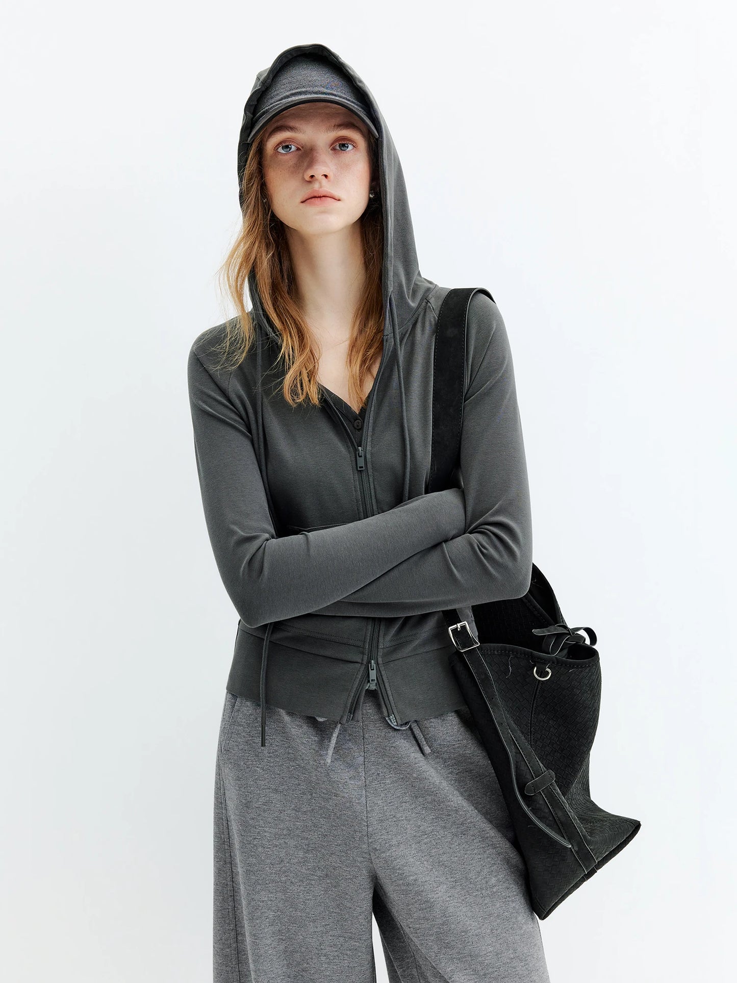 Charcoal Hooded Zip Jacket