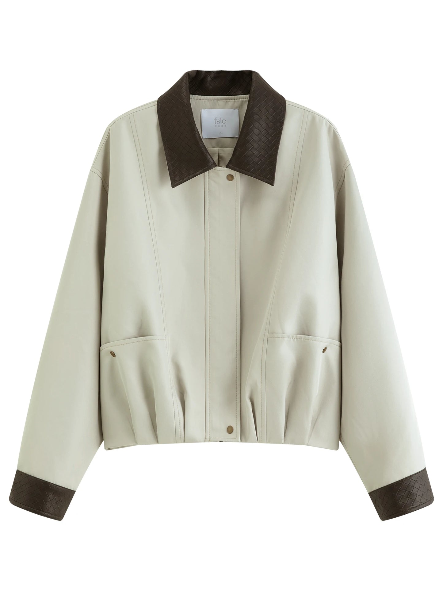 Brown Contrast Collar Bomber Jacket