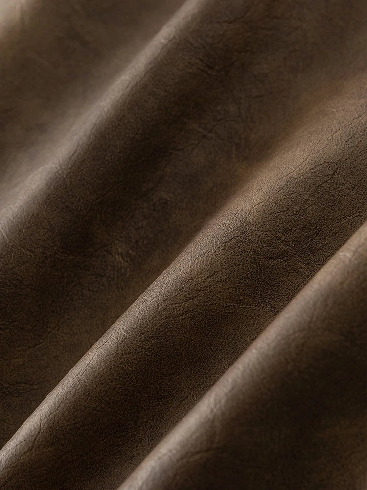 Brown Leather Shirt Jacket