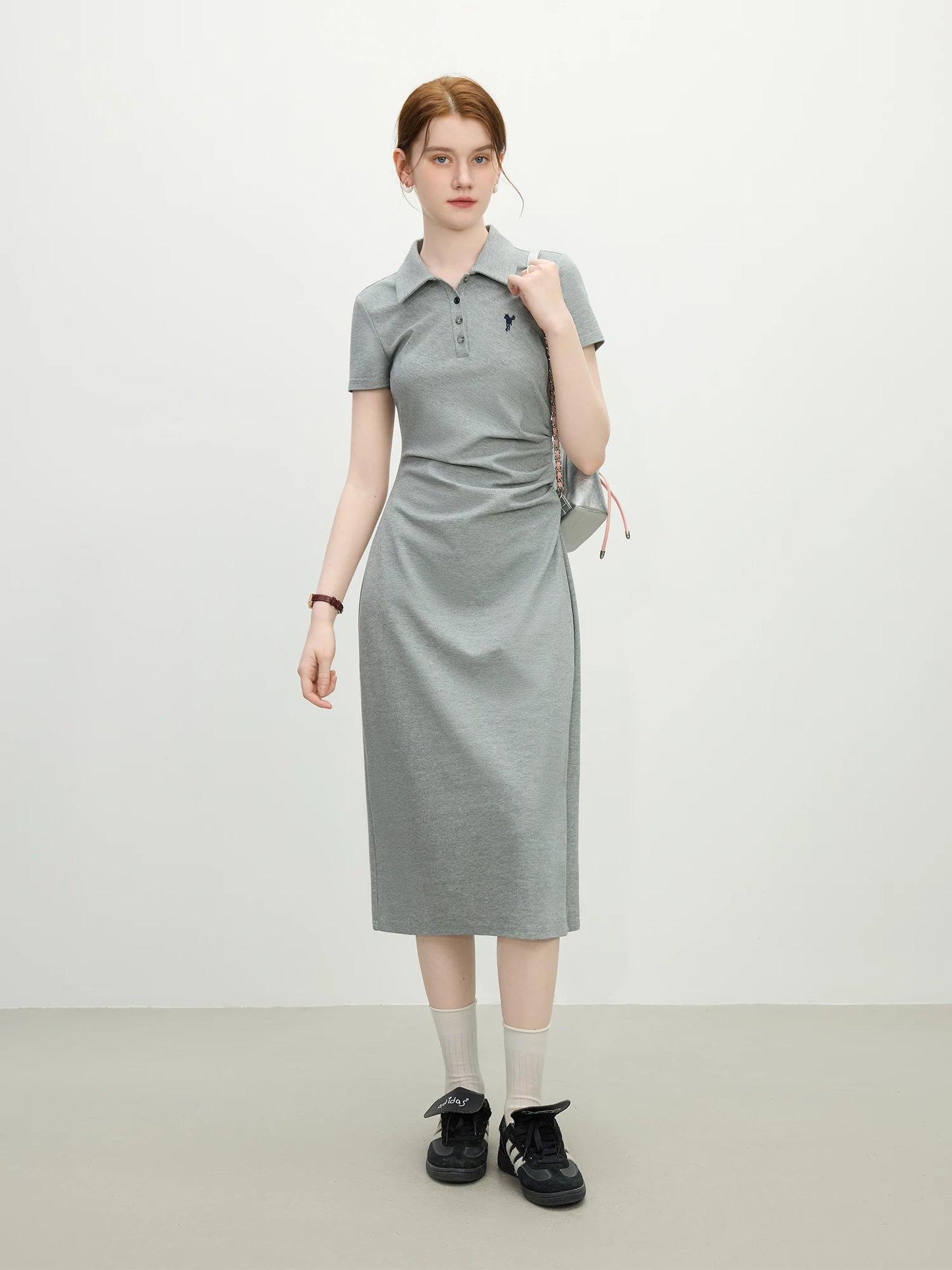 Sage Polo Collar Midi Dress