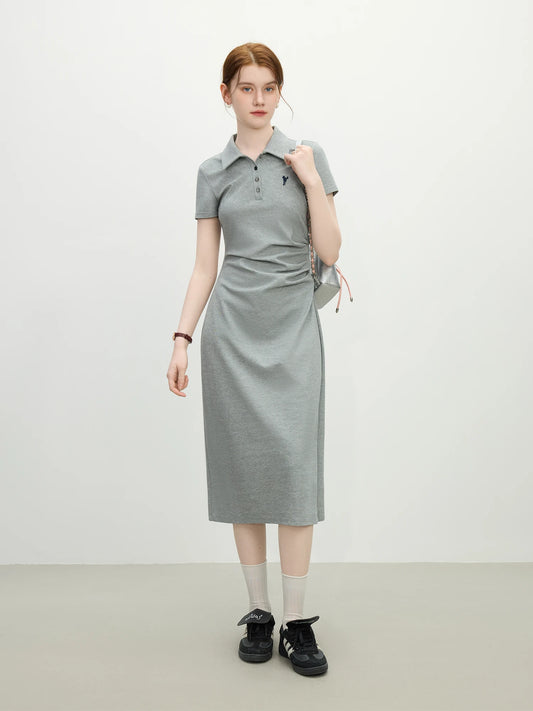 Sage Polo Collar Midi Dress