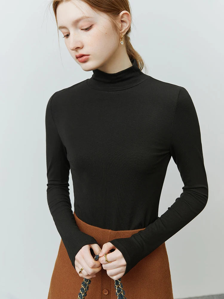 Ivory Slim Mock Neck Knit Top