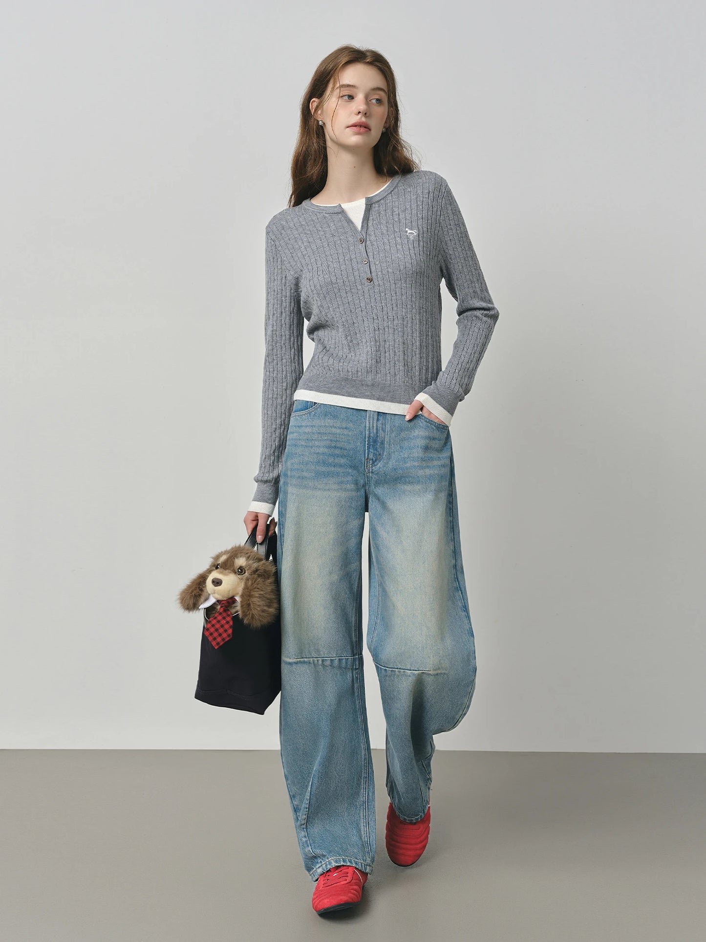 Charcoal Relaxed Wide Leg Jeans