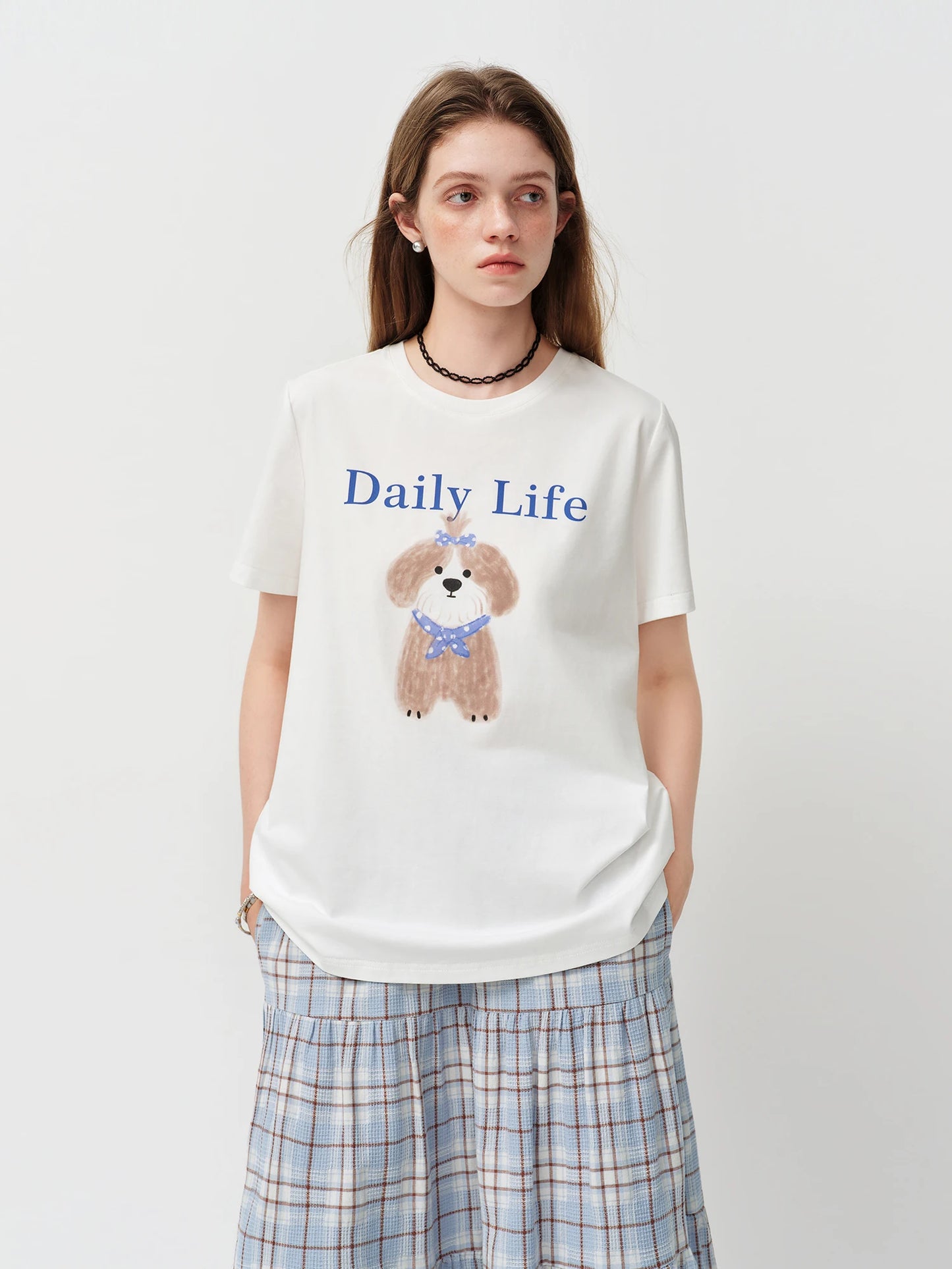 White Puppy Graphic Cotton Tee