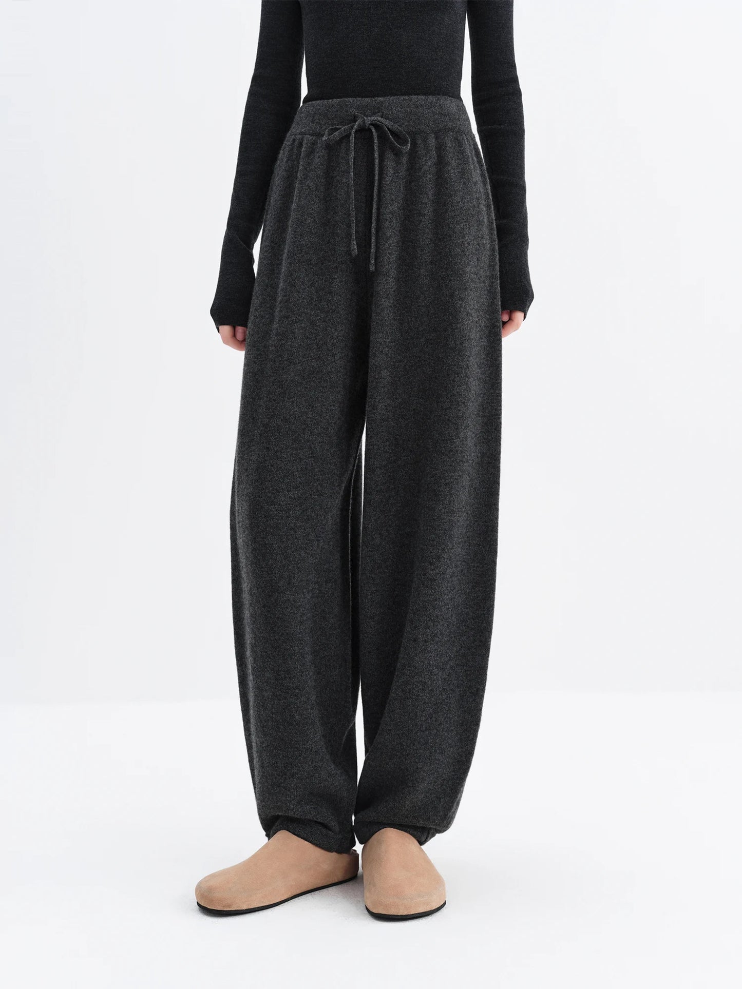 Taupe Knit Wide Leg Lounge Pants