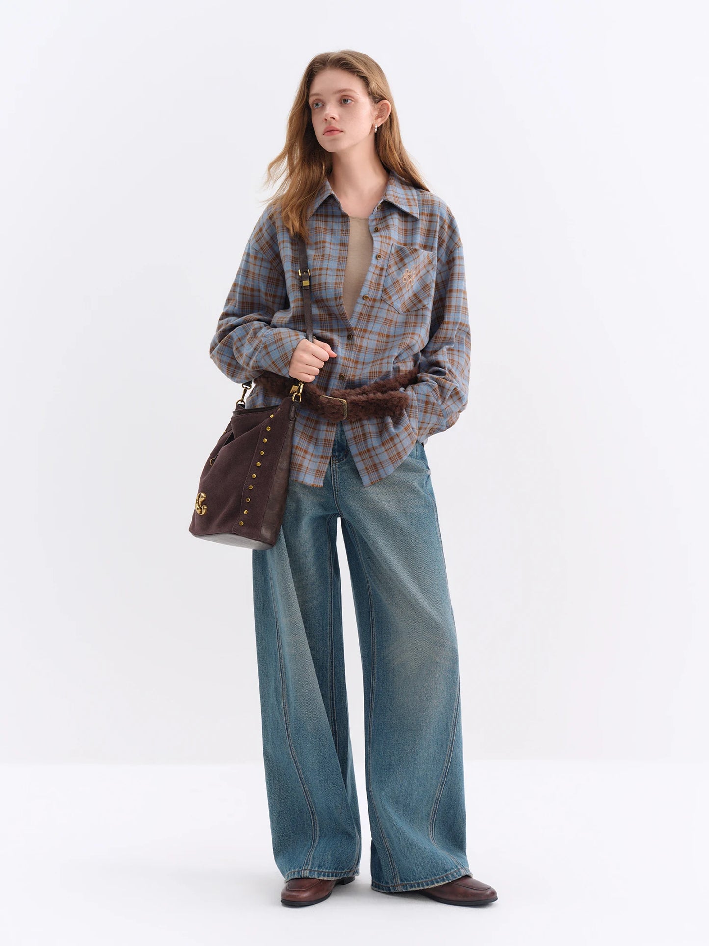 Brown Plaid Oversized Flannel Shirt