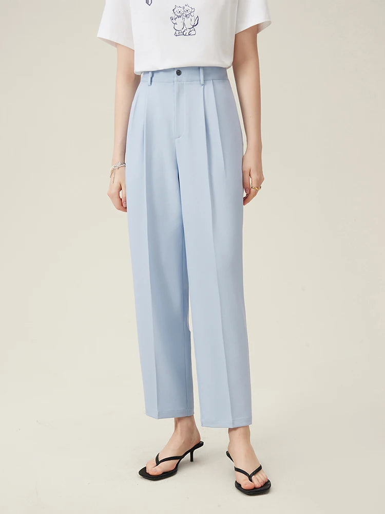 Black Cropped Tapered Trousers