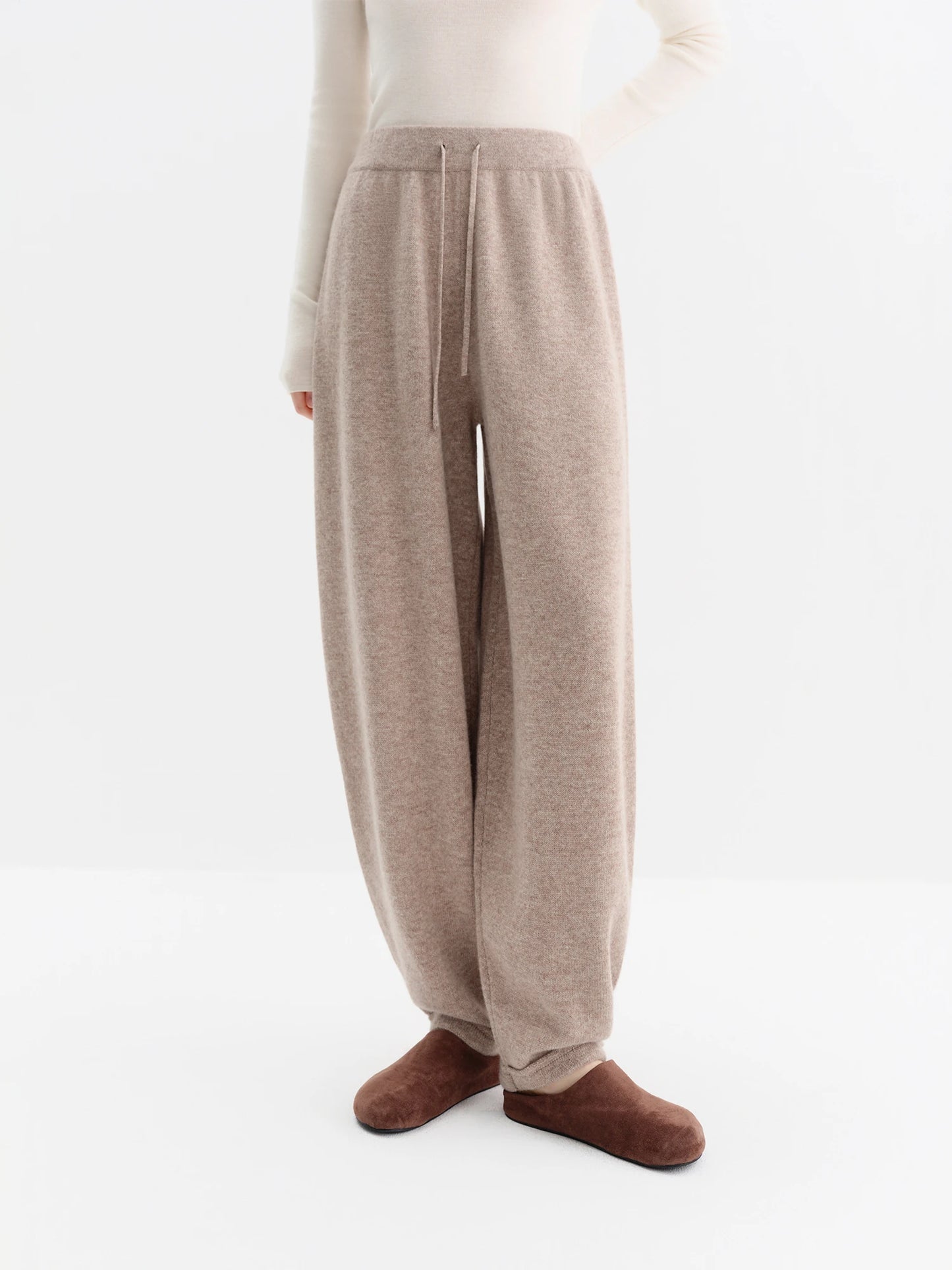 Taupe Knit Wide Leg Lounge Pants