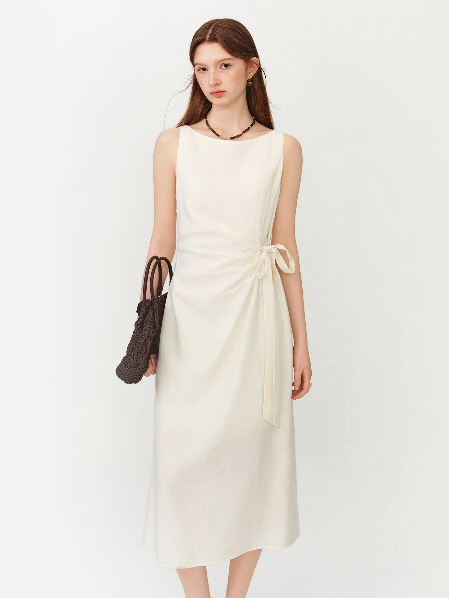 Butter Yellow Ruched Midi Dress