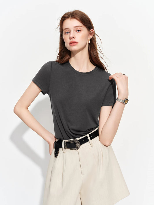 Charcoal Structured Shoulder Cotton Tee