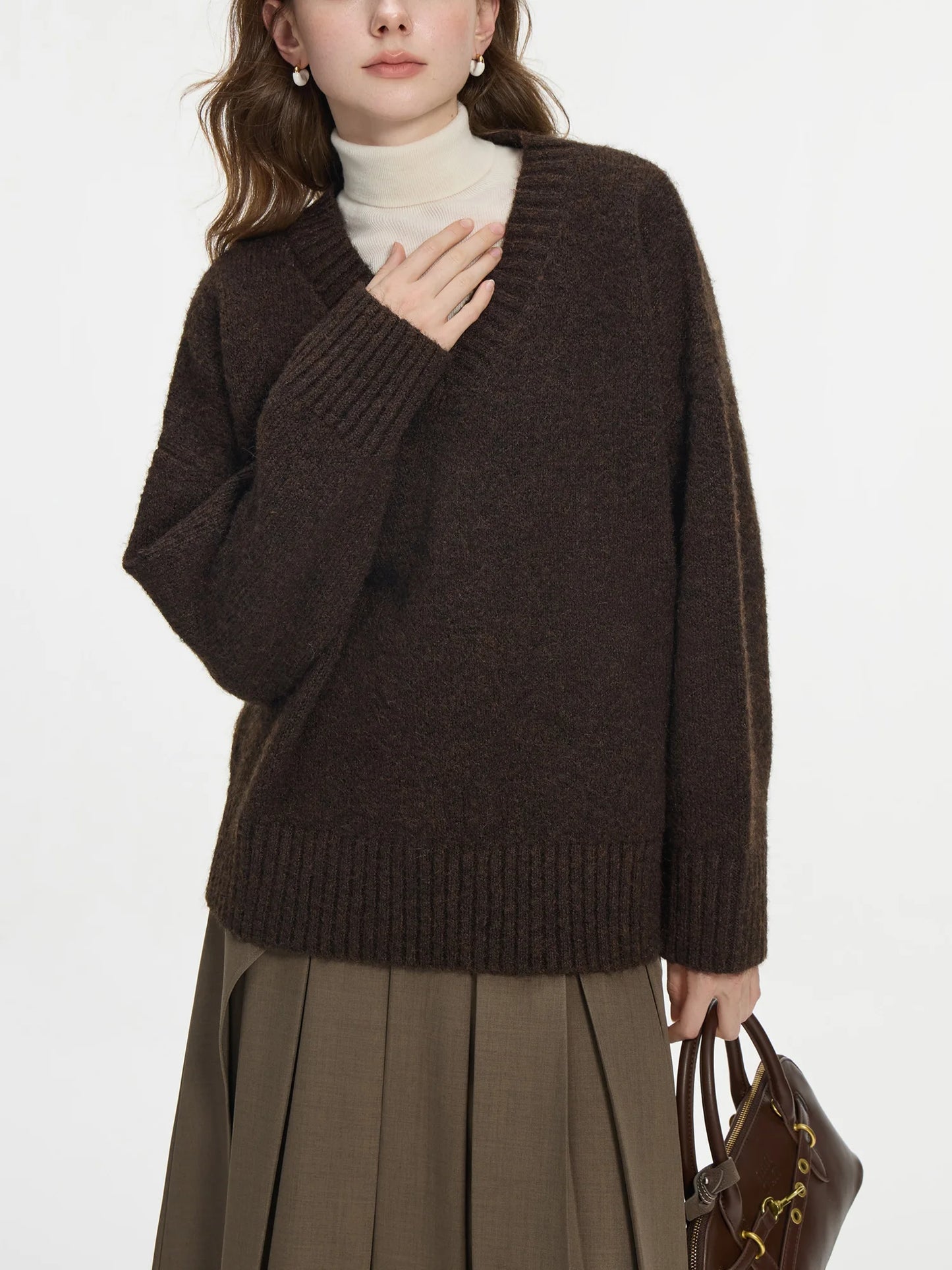 Teal Relaxed V Neck Knit Sweater