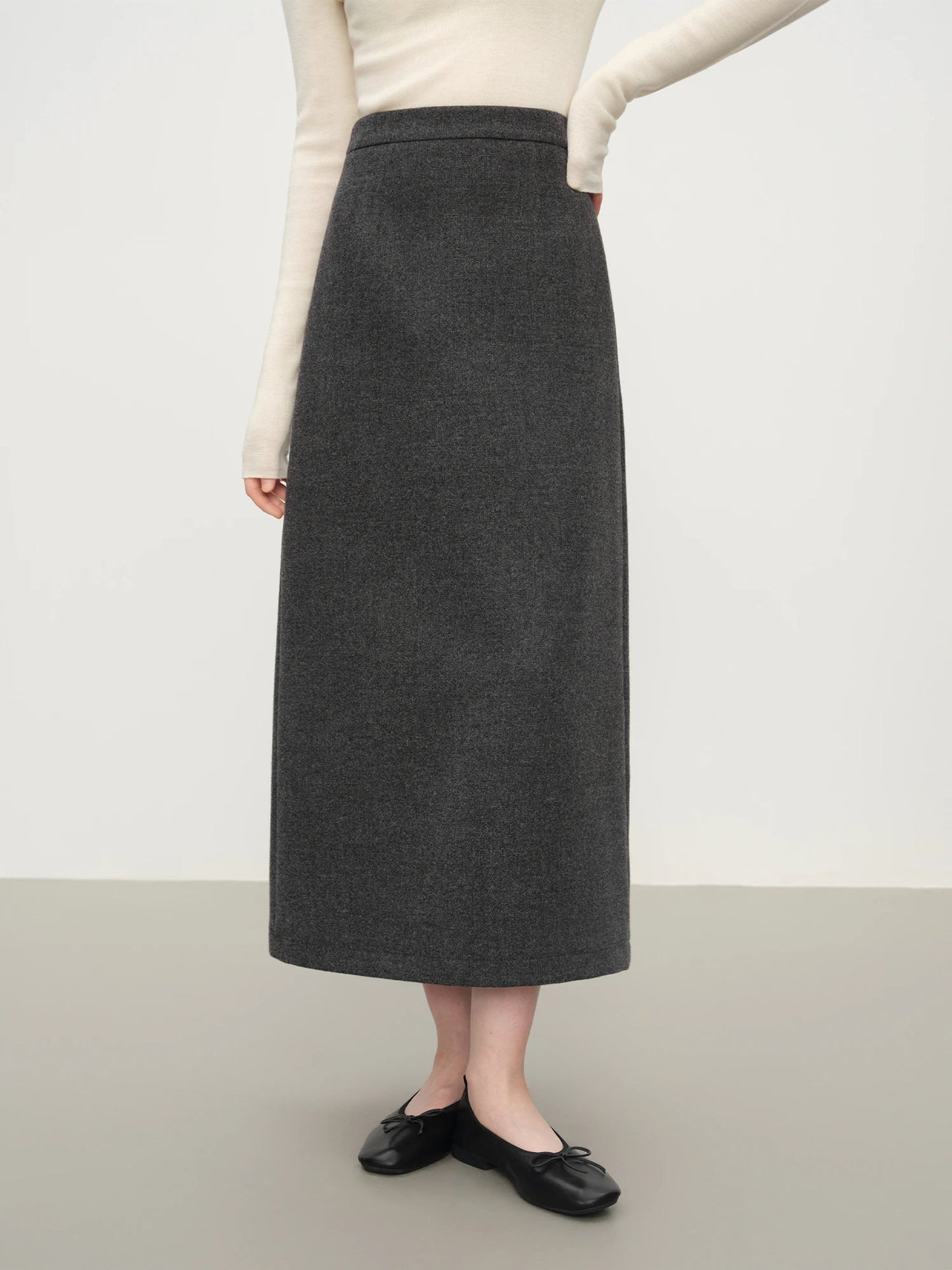 Charcoal Knit Straight Maxi Skirt