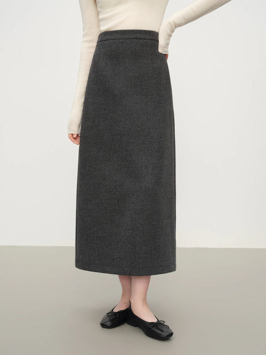 Charcoal Knit Straight Maxi Skirt