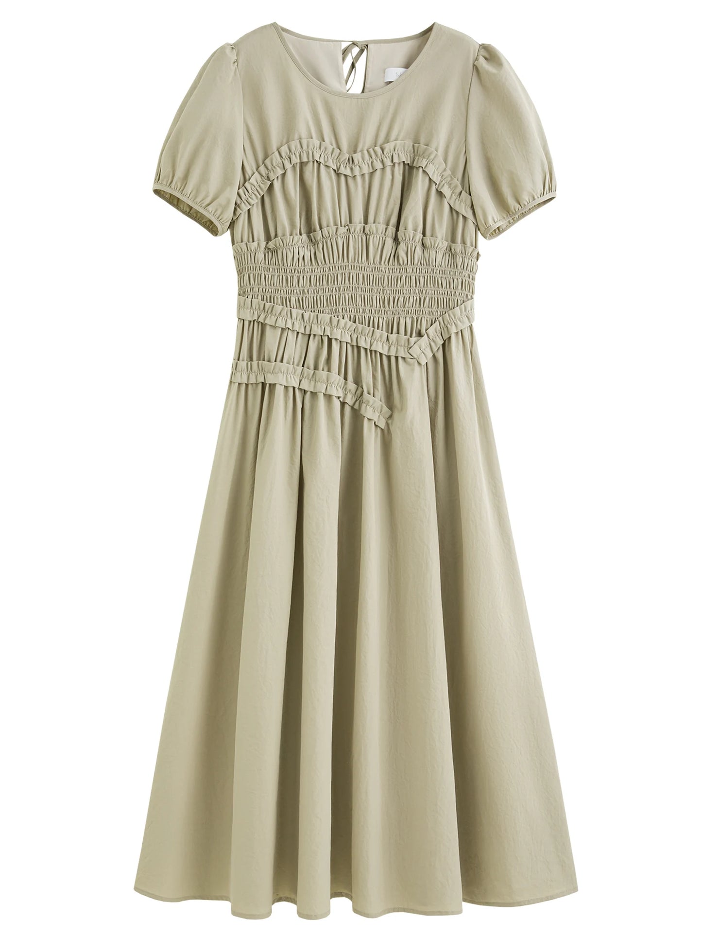 Sage Smocked Waist Midi Dress