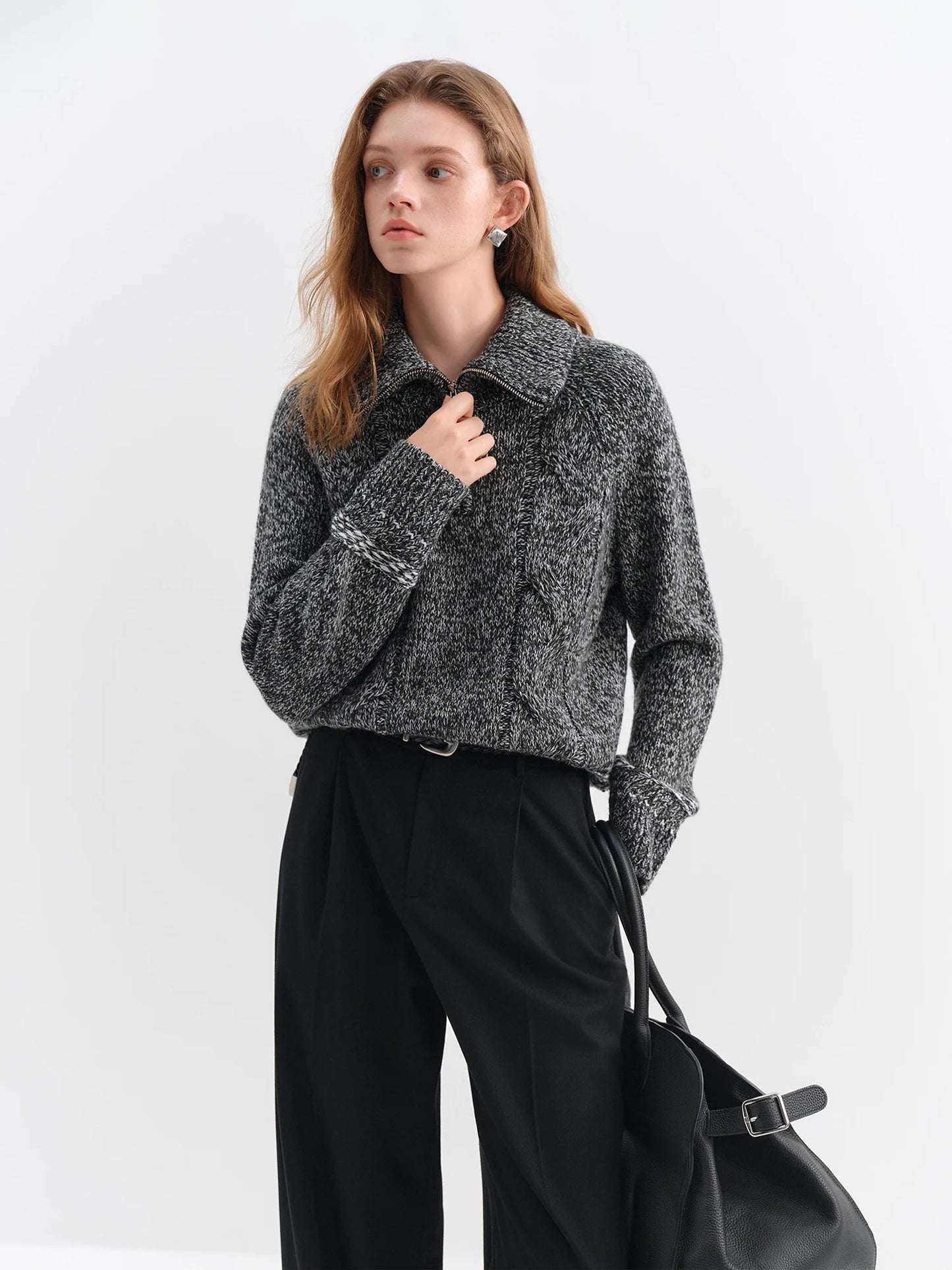 Charcoal Half Zip Knit Sweater