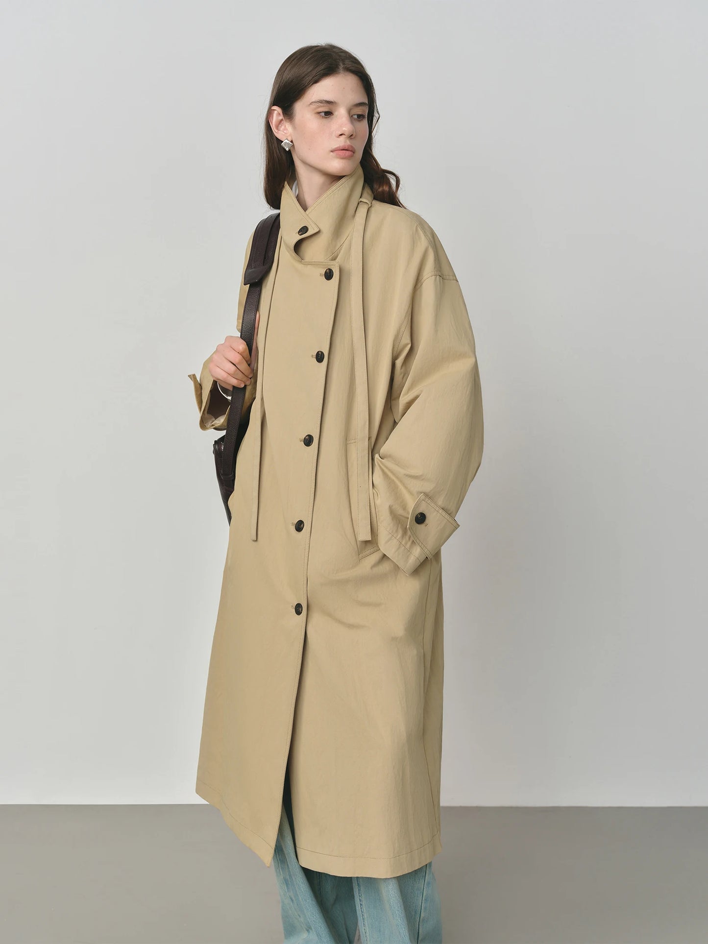 Blush Oversized Lapel Long Trench