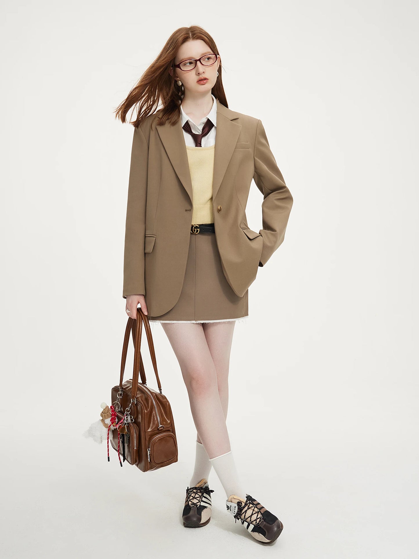 Charcoal Single Button Oversized Blazer