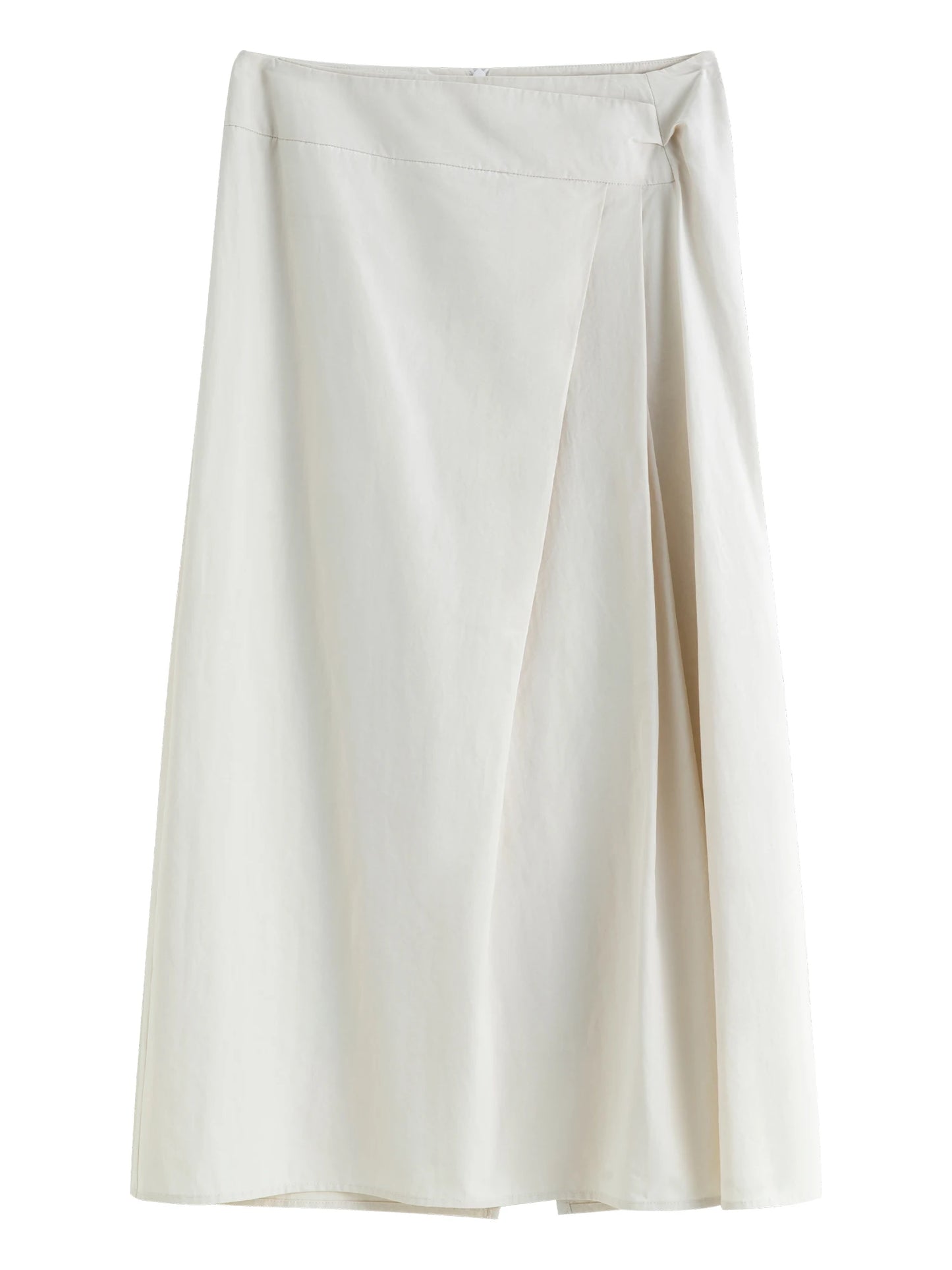 Ivory Asymmetric Wrap Midi Skirt