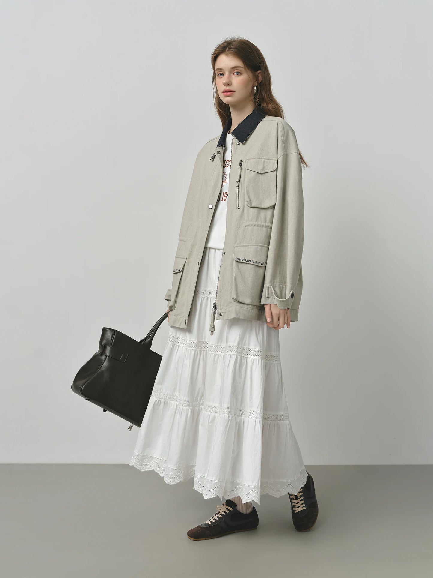 Sage Contrast Collar Utility Jacket
