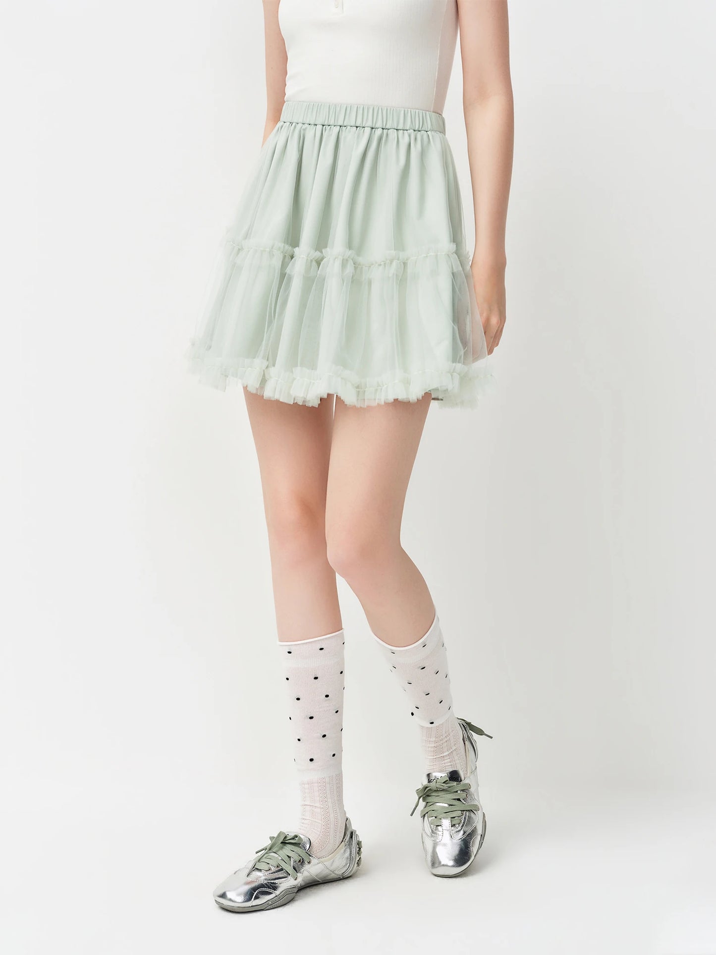 Mint Tiered Tulle Mini Skirt