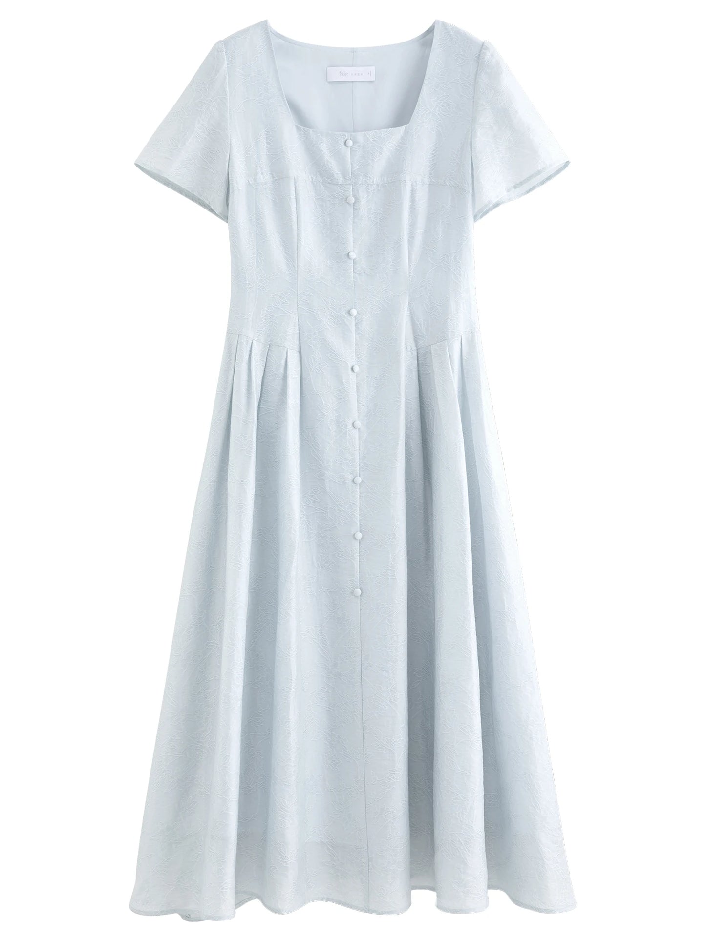 Pale Blue Button Front Midi Dress