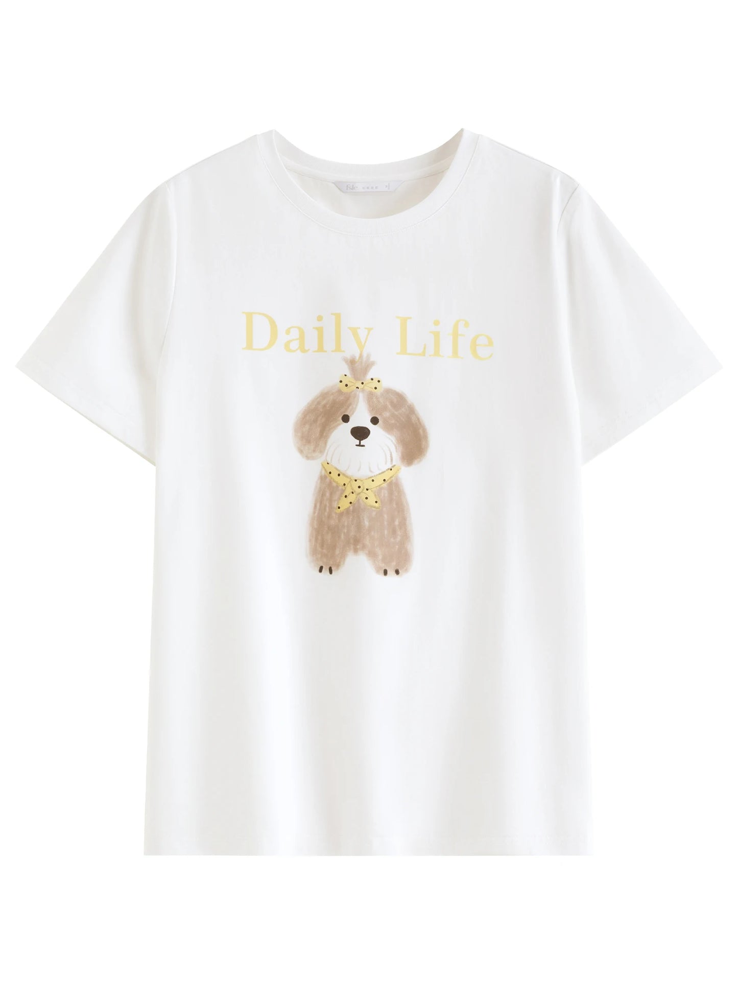 White Puppy Graphic Cotton Tee