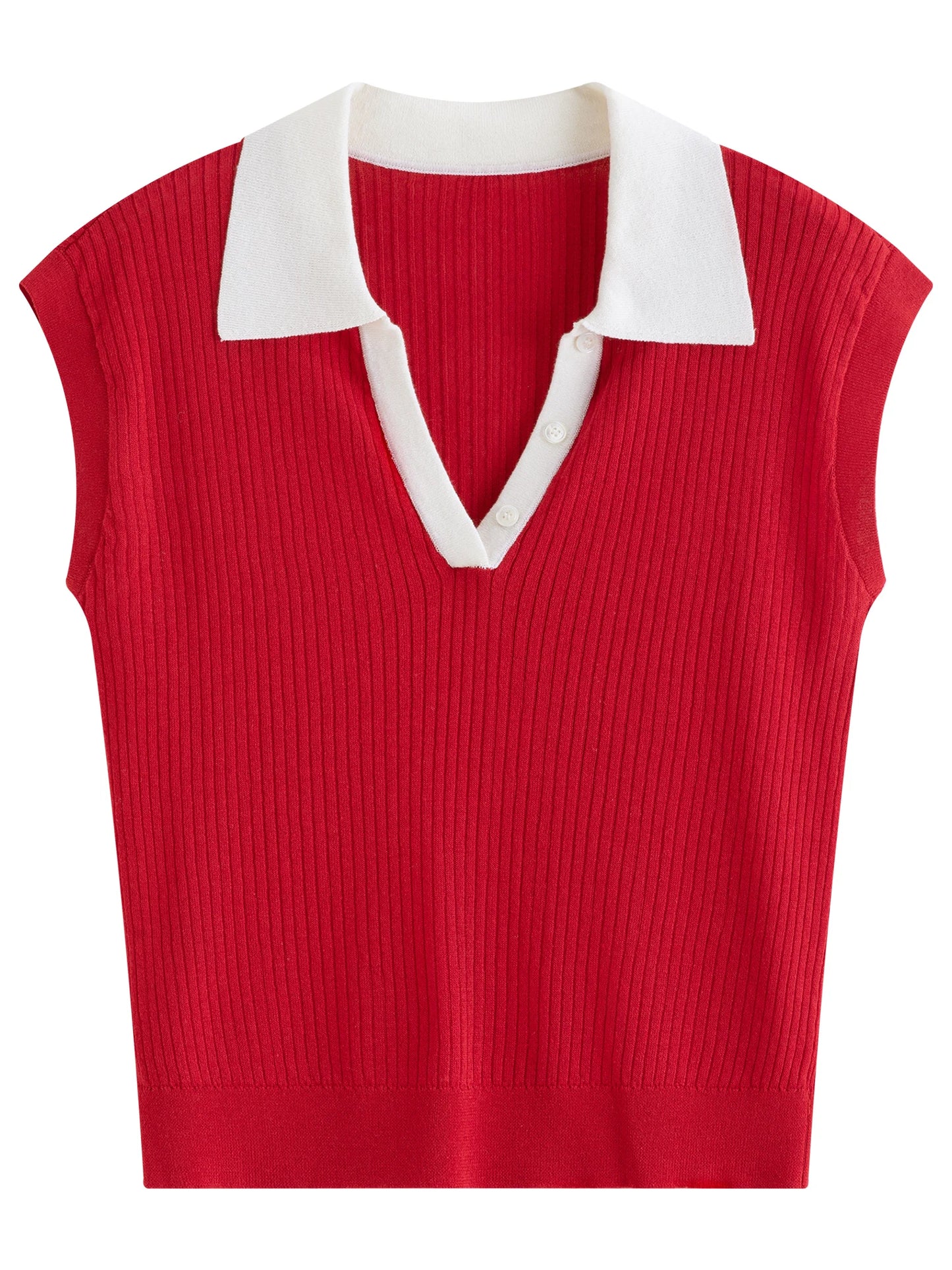 Charcoal Contrast Collar Knit Vest