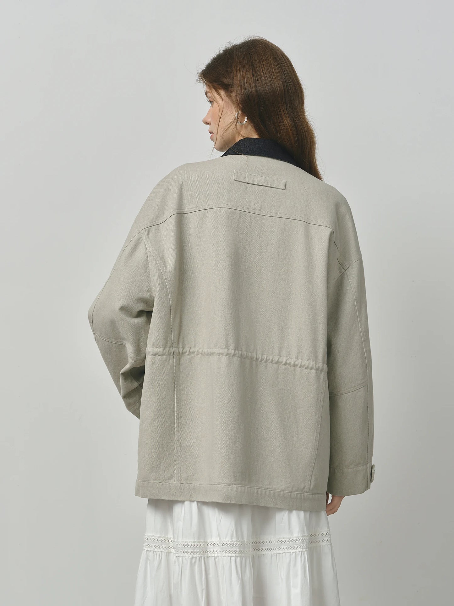 Sage Contrast Collar Utility Jacket