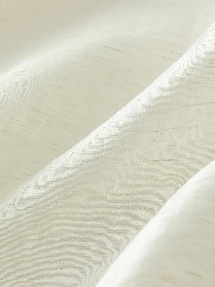 Ivory Button Placket Linen Blouse