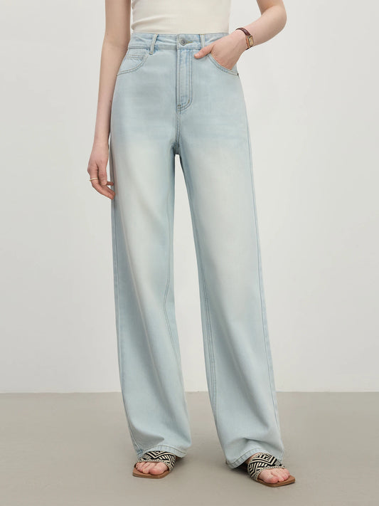 Pale Blue Tailored Wide Leg Jeans