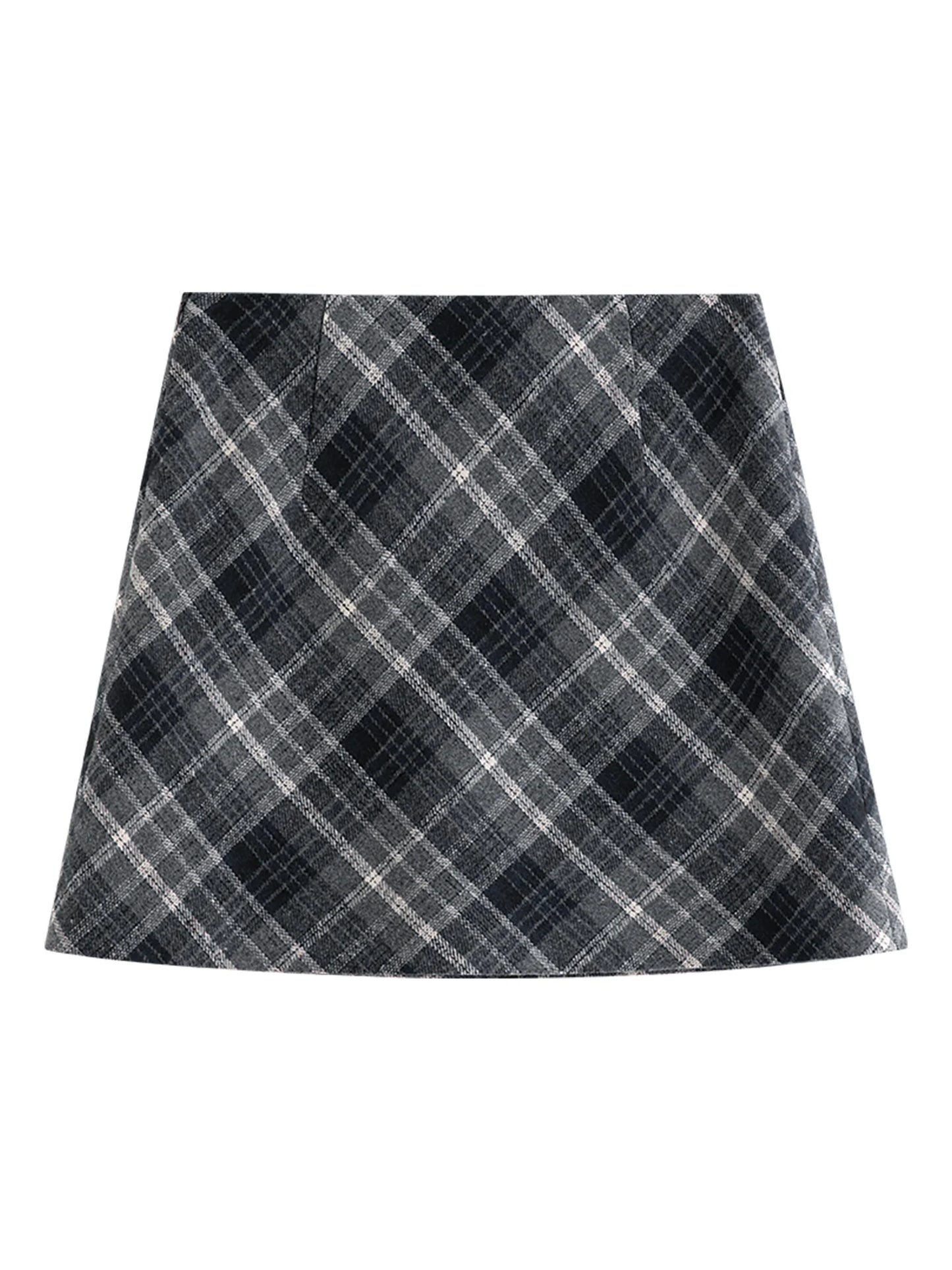 Brown Plaid A-Line Mini Skirt