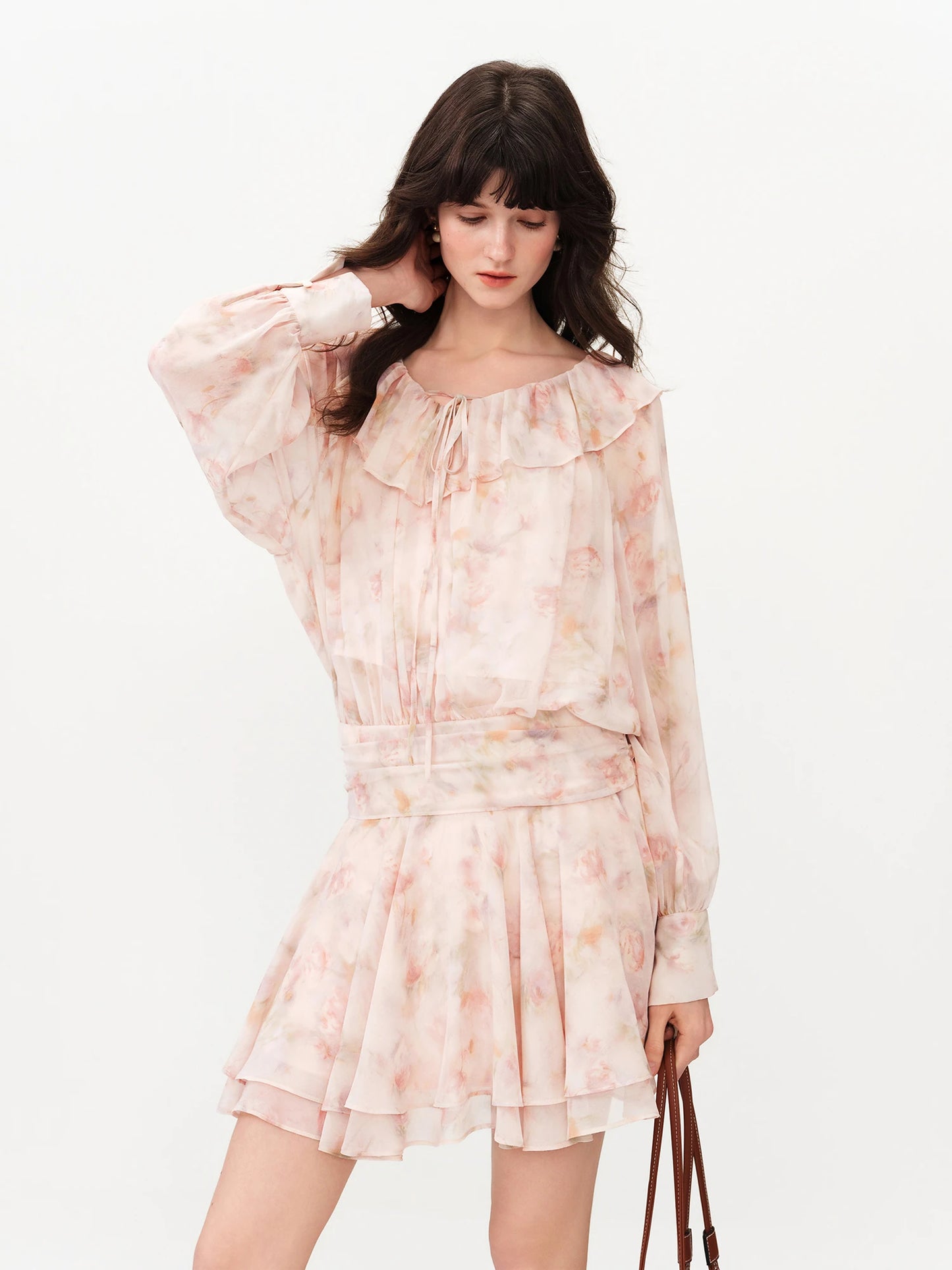 Blush Floral Ruffle Mini Dress