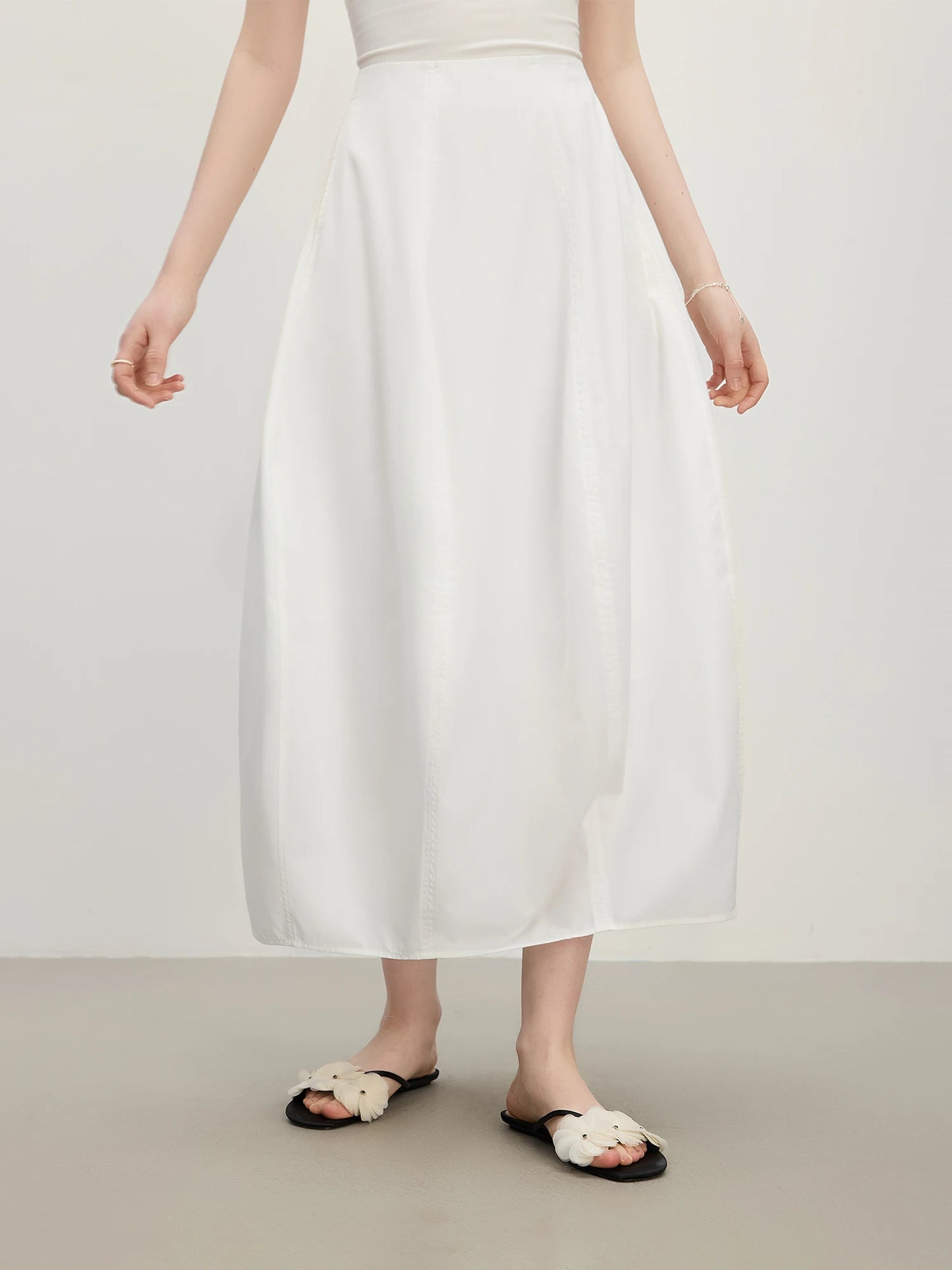Ivory Draped Balloon Maxi Skirt