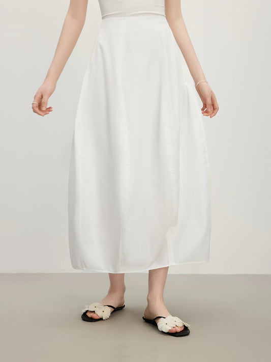 Ivory Draped Balloon Maxi Skirt