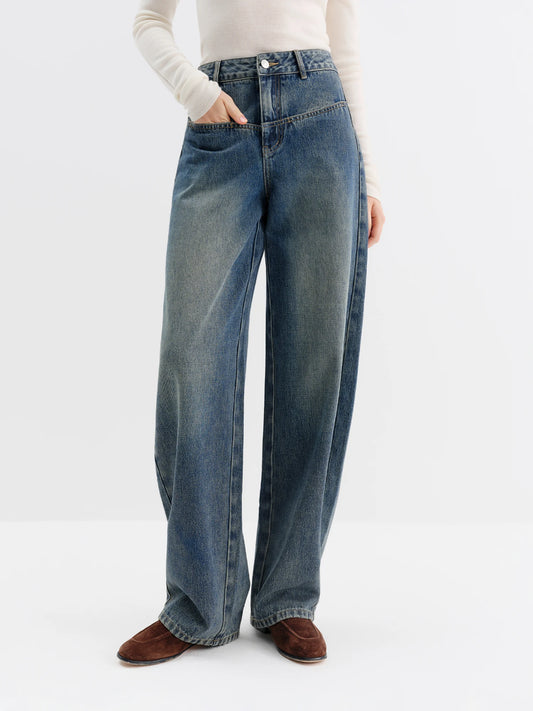 Vintage Wash Relaxed Straight Jeans