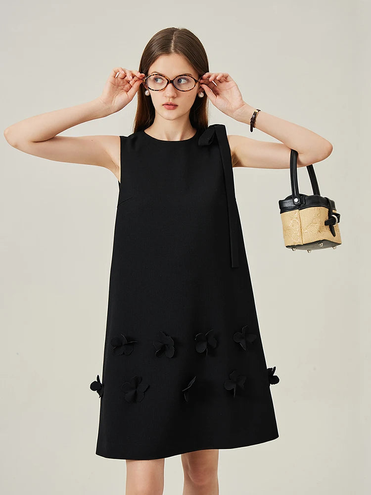 Ivory Butterfly Applique Shift Dress