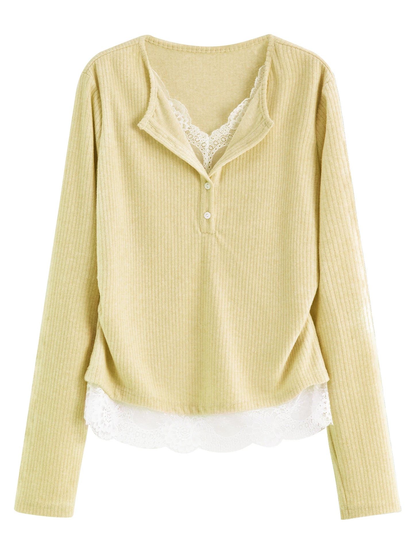Blush Lace Trim Layered Knit Top