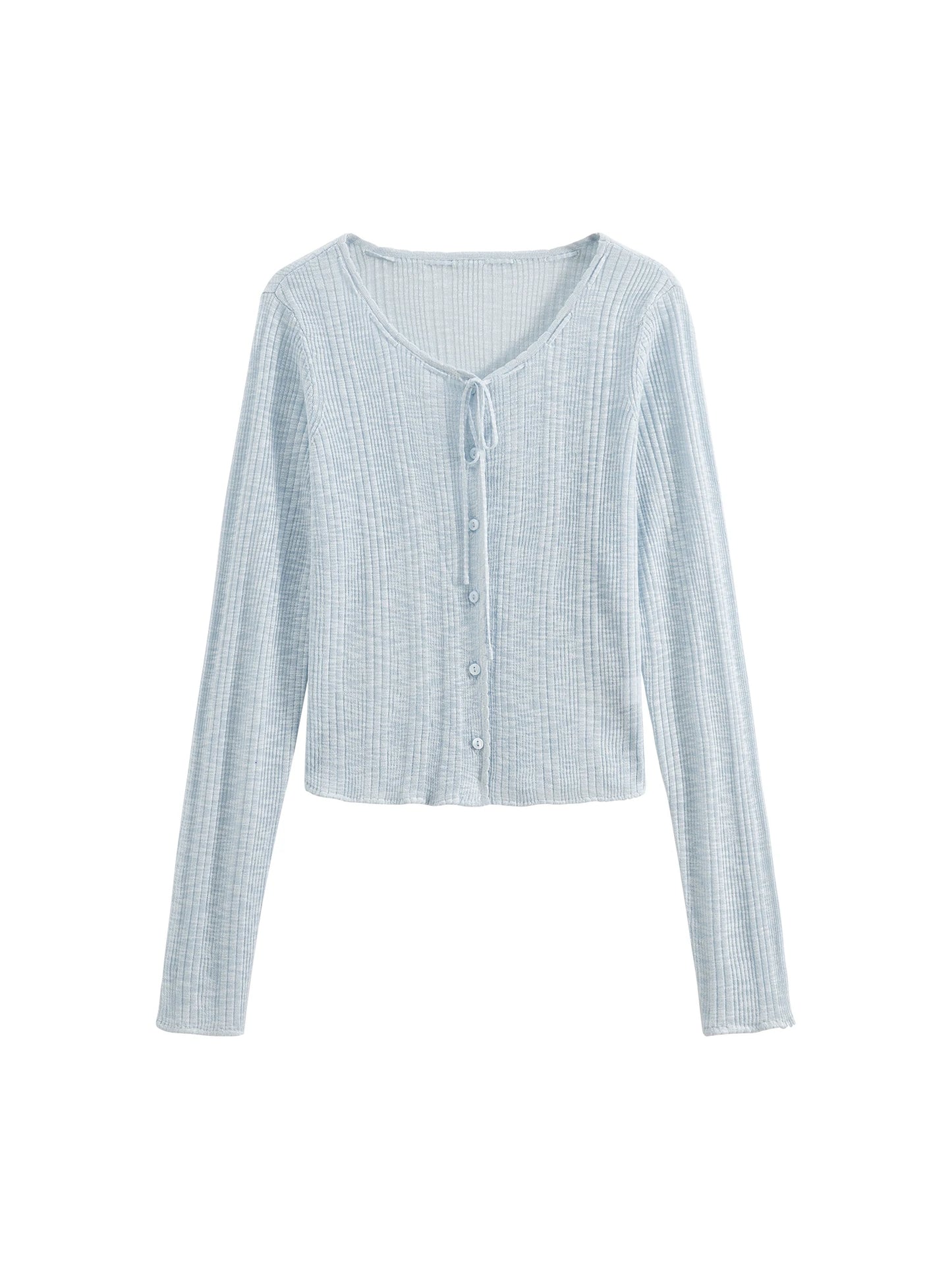 Powder Blue Sheer Knit Cardigan