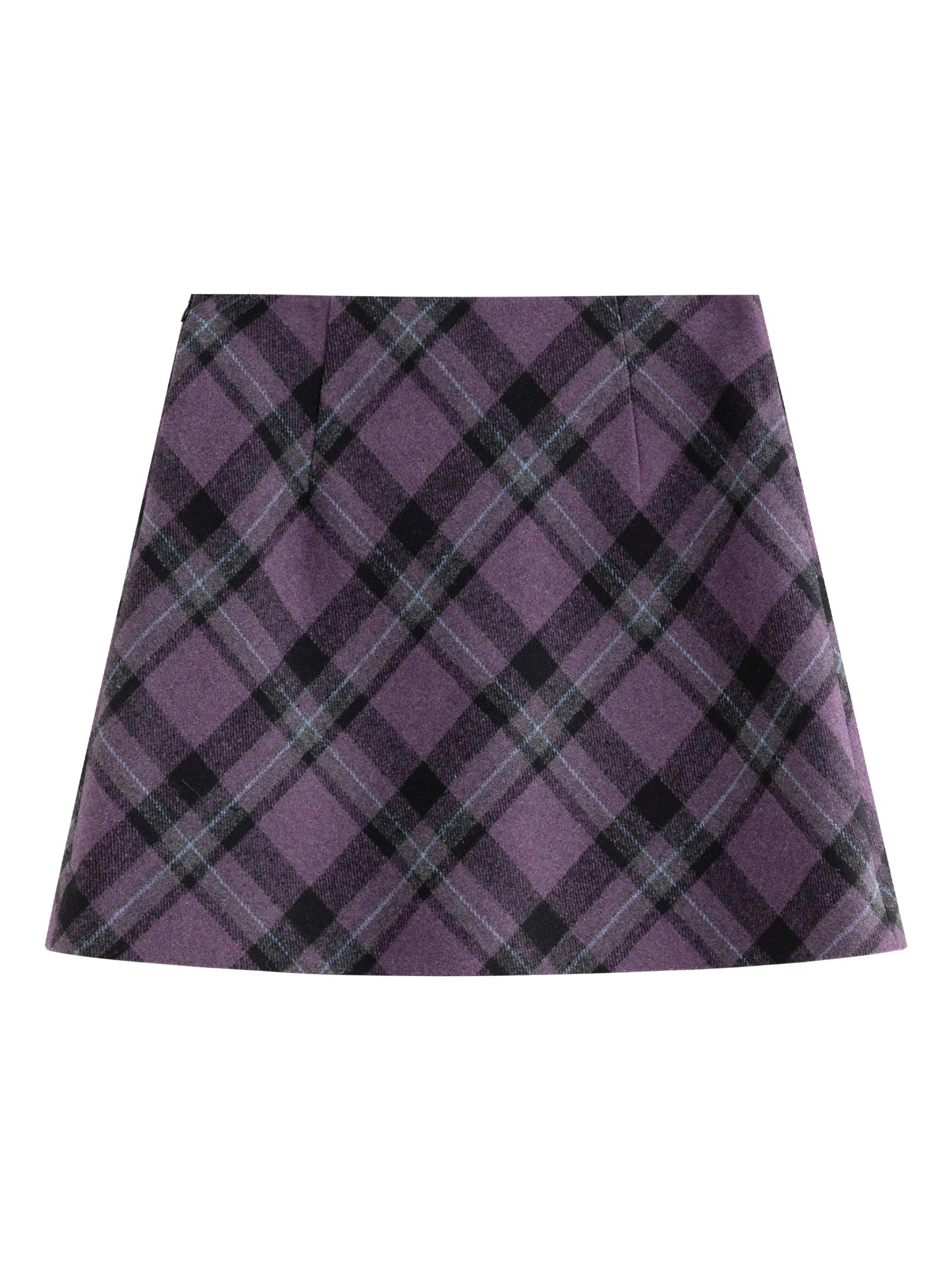 Brown Plaid A-Line Mini Skirt