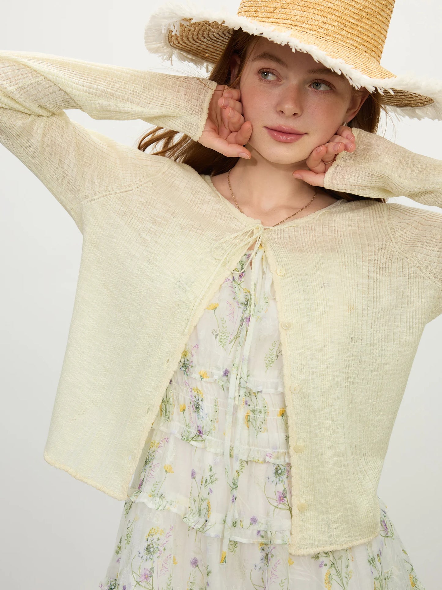 Powder Blue Sheer Knit Cardigan