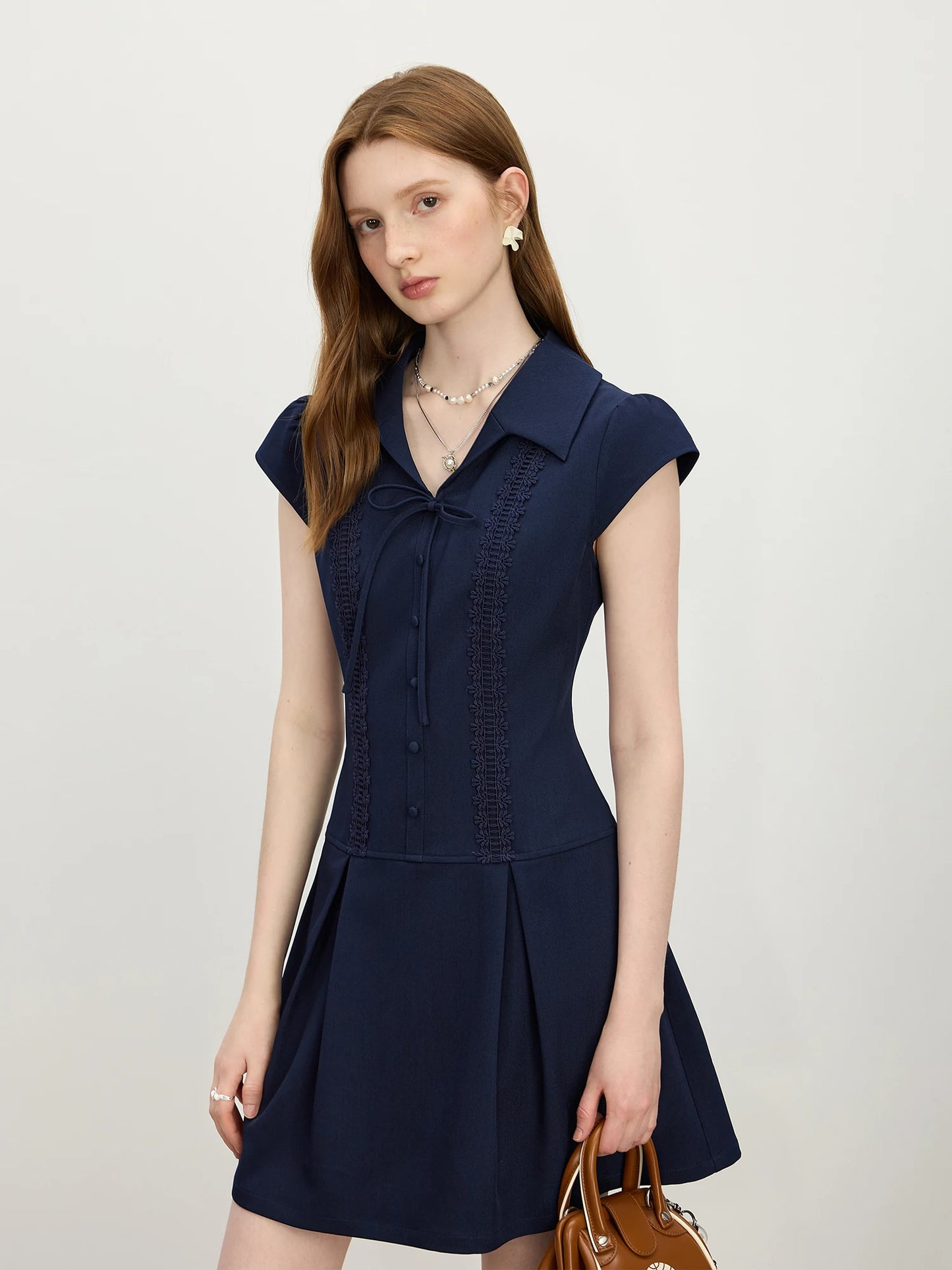 Navy Button Front Mini Dress