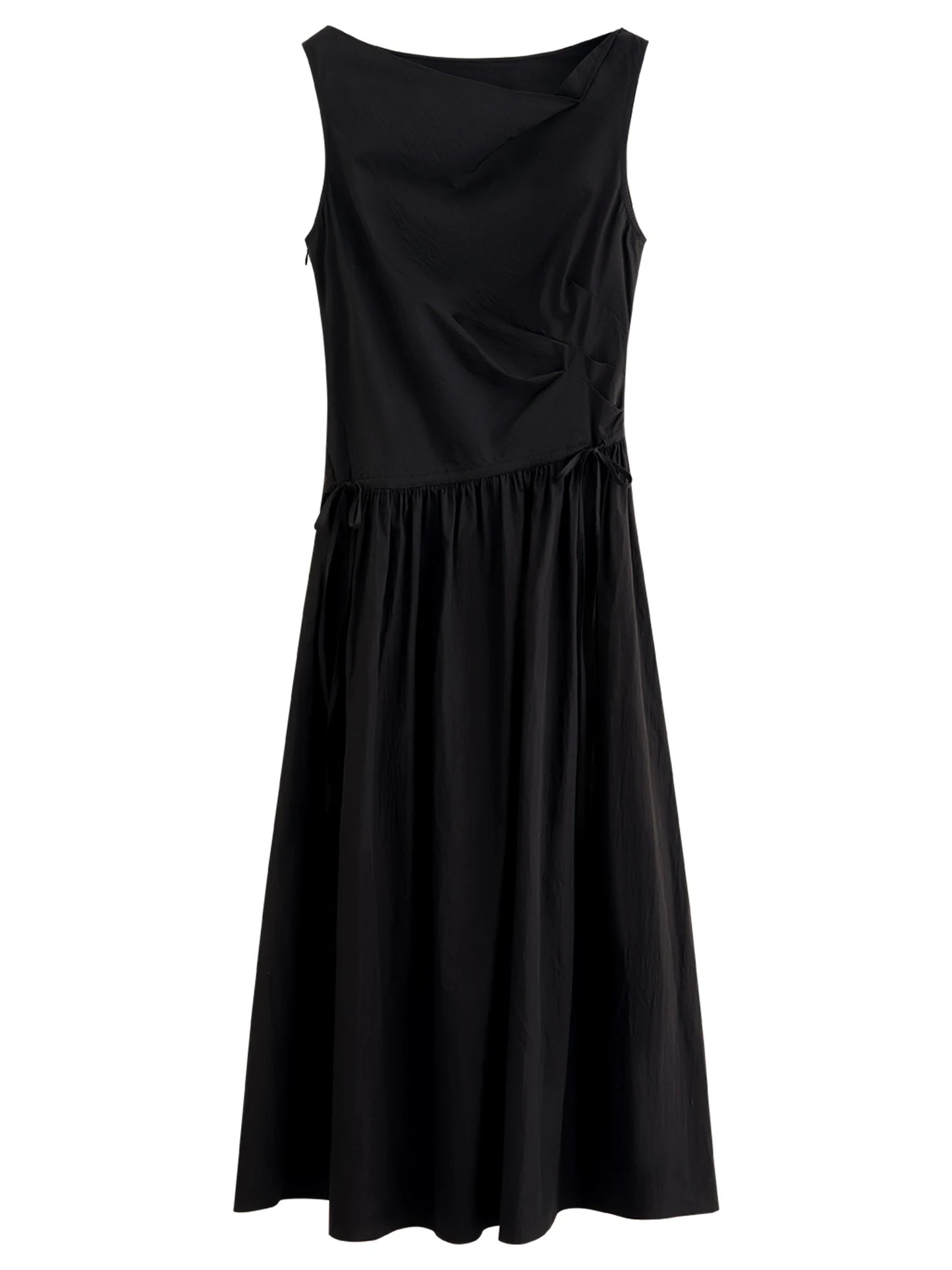 Black Draped Neck Maxi Dress
