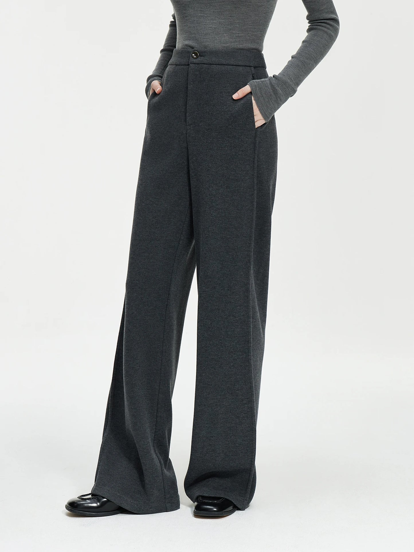 Ivory High Waist Wide Leg Trousers